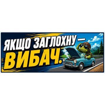 Магнітна наклейка на авто 25 &times; 10 см Якщо заглохну &mdash; вибач синя вінілова, водостійка NB01002-M фото