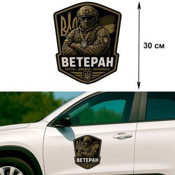 Наклейка на Авто 30 см Ветеран №2 Оливковый 30-291001 фото
