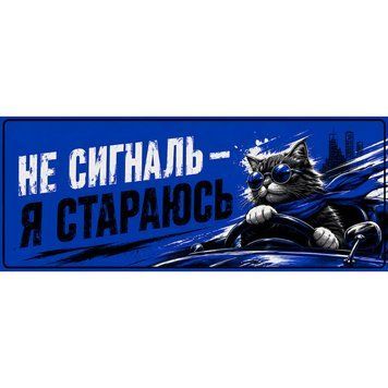 Магнітна наклейка на авто 25 &times; 10 см Не сигналь &mdash; я стараюсь Синя вінілова, водостійка NB00404-M фото