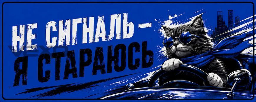 Магнитная наклейка на авто 25&times;10 см Не сигналь &mdash; я стараюсь Синяя виниловая, водостойкая NB00404-M фото