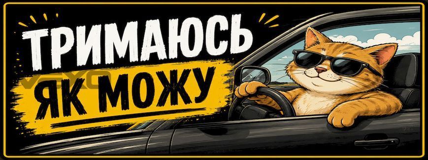 Магнитная наклейка на авто 25&times;10 см Держусь как могу. виниловая, водостойкая NB00601-M фото