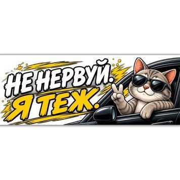 Наклейка на авто 25 &times; 10 см Не нервуй. Я теж. вінілова, водостійка NB00701 фото