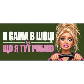 Наклейка на авто 25&times;10 см Я сама в шоке Что я здесь делаю виниловая, водостойкая NB04801 фото