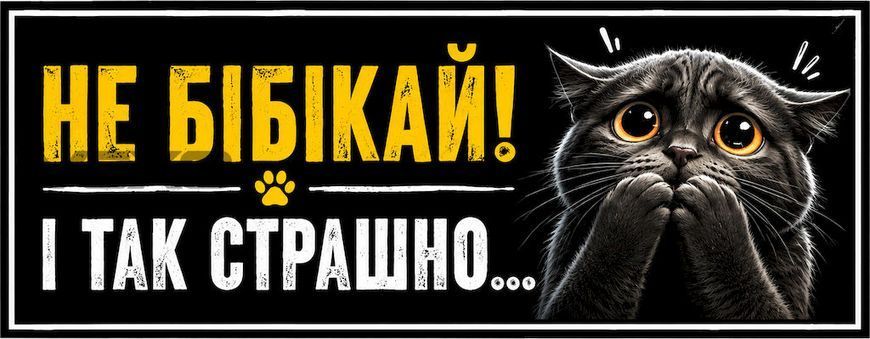Наклейка на авто 25 &times; 10 см Не бібікай і так страшно Чорна вінілова, водостійка NB00101 фото